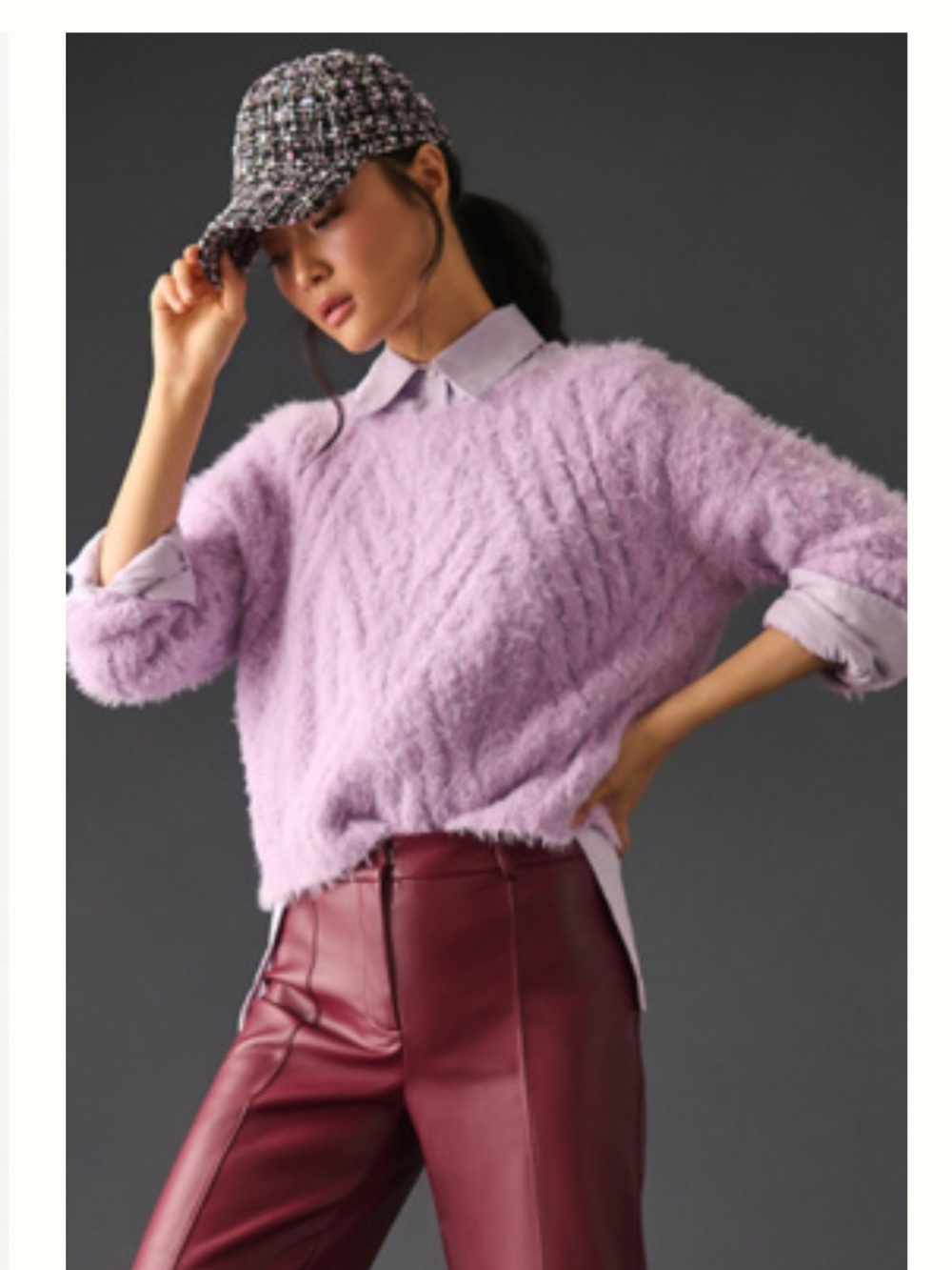 Anthropologie Lilac Eyelash Sweater